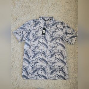 Travis Matthew Around the Bay Short Sleeve Polo Palm White Blue Size L